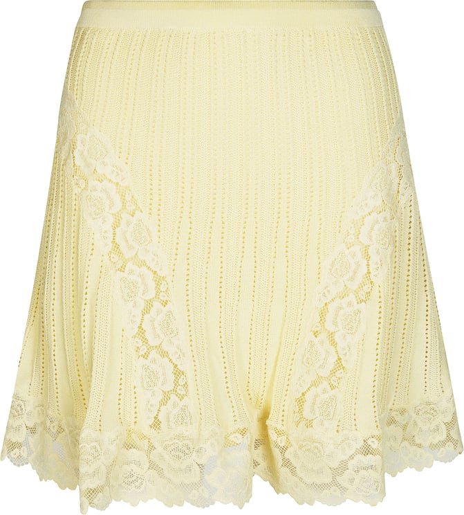 Self-Portrait Pointelle Skirt In Yellow