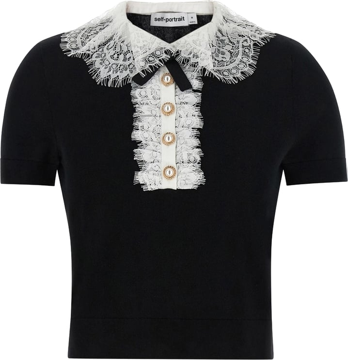 Self-Portrait Top Merino Wool - Black