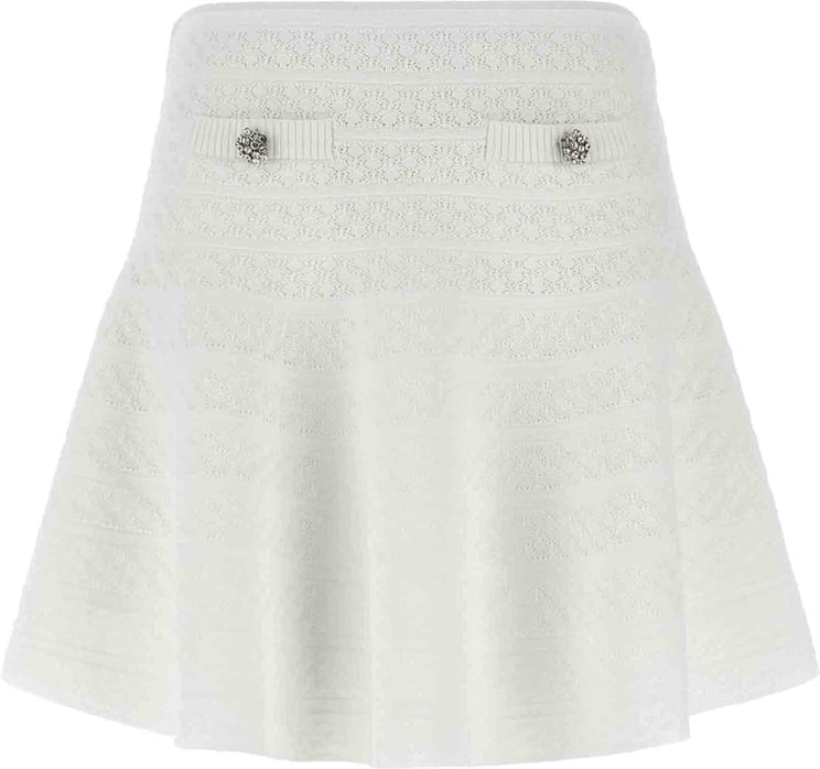 Self-Portrait White Pointelle Skirt