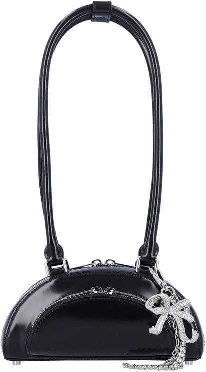 Self-Portrait Mini Curved Charm Shoulder Bag Nero