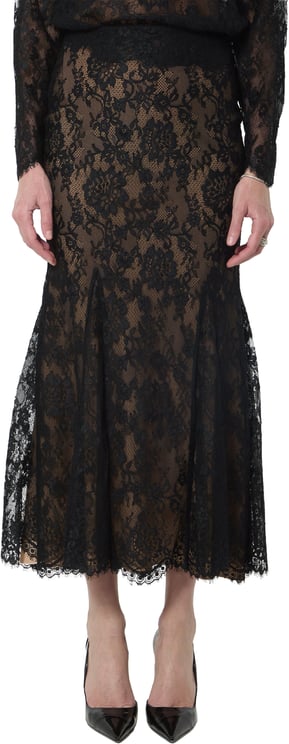 Self-Portrait Black lace midi skirt