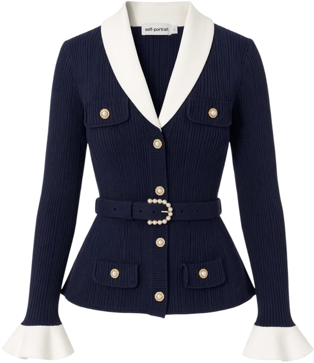 Self-Portrait Sweaters Ribbed Knit - Navy