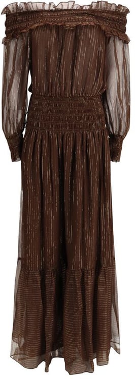 Self-Portrait Self-Portrait Brown Silk Long Dress