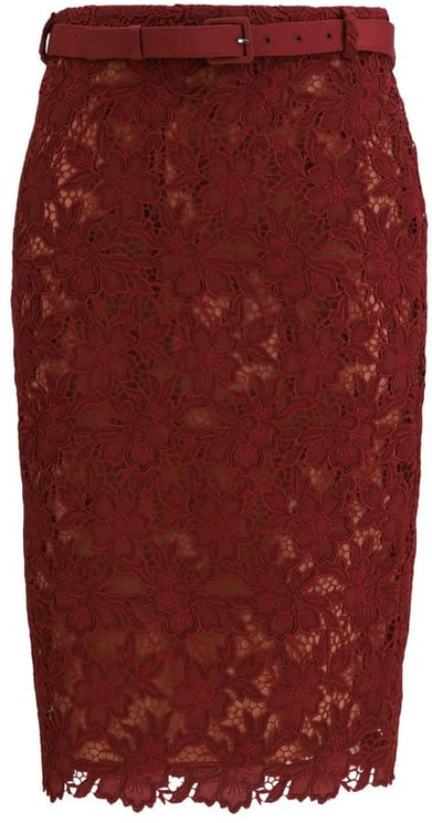 Self-Portrait Self-Portrait Bordeaux Polyester Midi Skirt