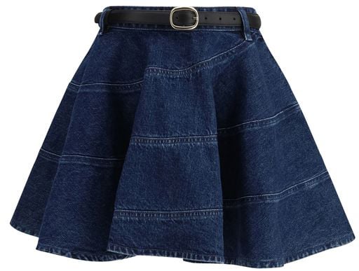 Self-Portrait Self-Portrait Blue Cotton Mini Skirt