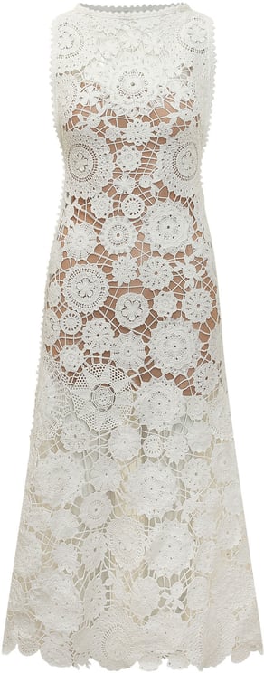 Self-Portrait Abito Maxi in Crochet Senza Maniche