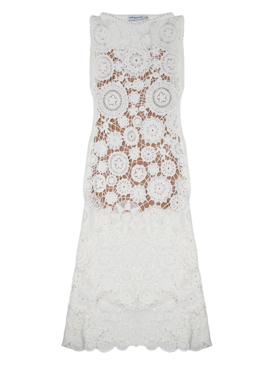 Self-Portrait Sleeveless Scalloped Hem Crochet Dress