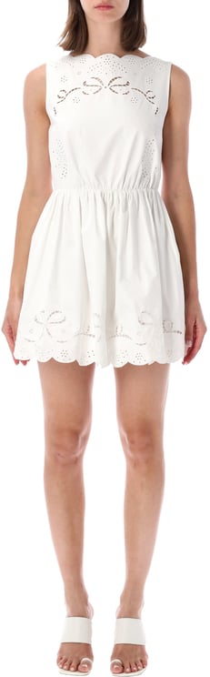 Self-Portrait Sangallo Mini Dress Bianco