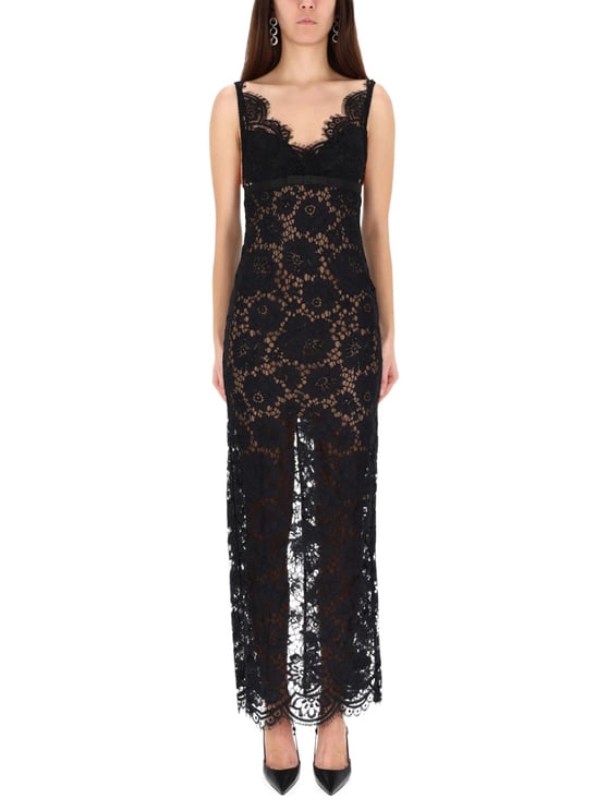 Self-Portrait Black Intricate Lace Maxi Dress