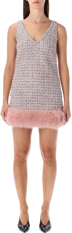Self-Portrait Self-Portrait bouclé mini dress with faux fur hem