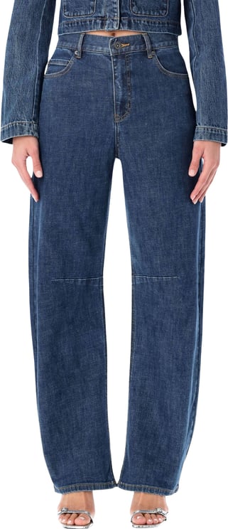 Self-Portrait Self-Portrait high-waisted blue barrel-leg jeans