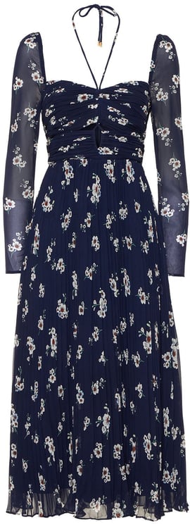 Self-Portrait Elegant long dress with blue fantasy print