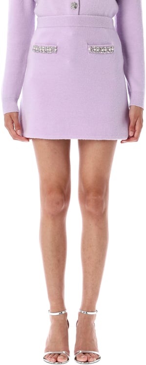 Self-Portrait Mini Skirt Knit + Crystal Viola