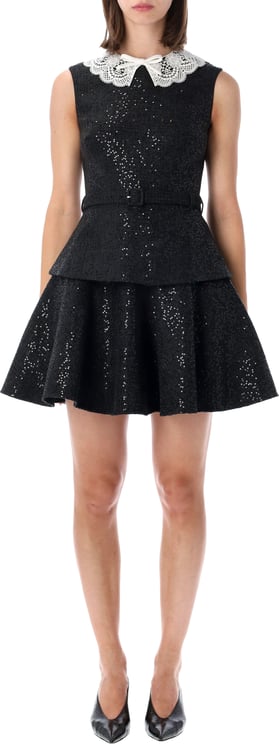 Self-Portrait Sequin Boucle Mini Dress Nero