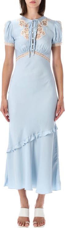 Self-Portrait Lace Long Dress Blu