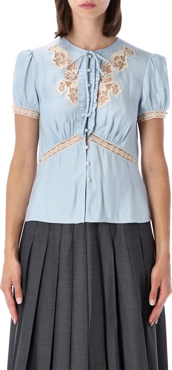 Self-Portrait Romantic Lace Top Blu