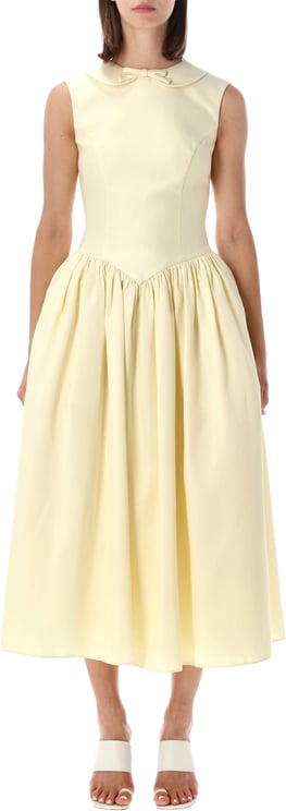 Self-Portrait Taffeta Collared Midi Dress Giallo