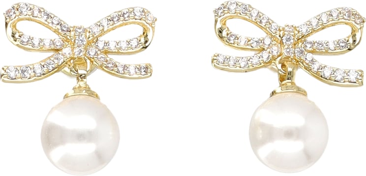 Self-Portrait Gold Bow Pearl Earrings Oro