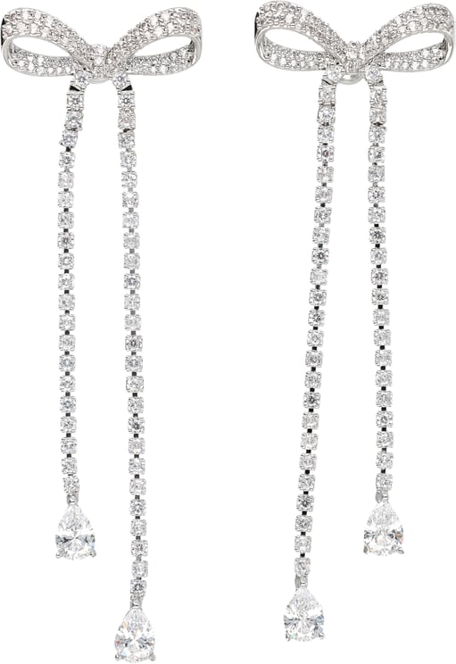 Self-Portrait Crystal Bow Dangle Earring Argento