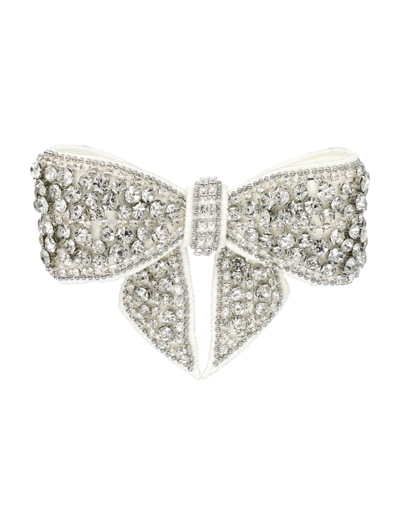 Self-Portrait Silver Crystal Bow Hair Clips