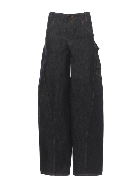 Self-Portrait Blue Cargo High Waist Jeans