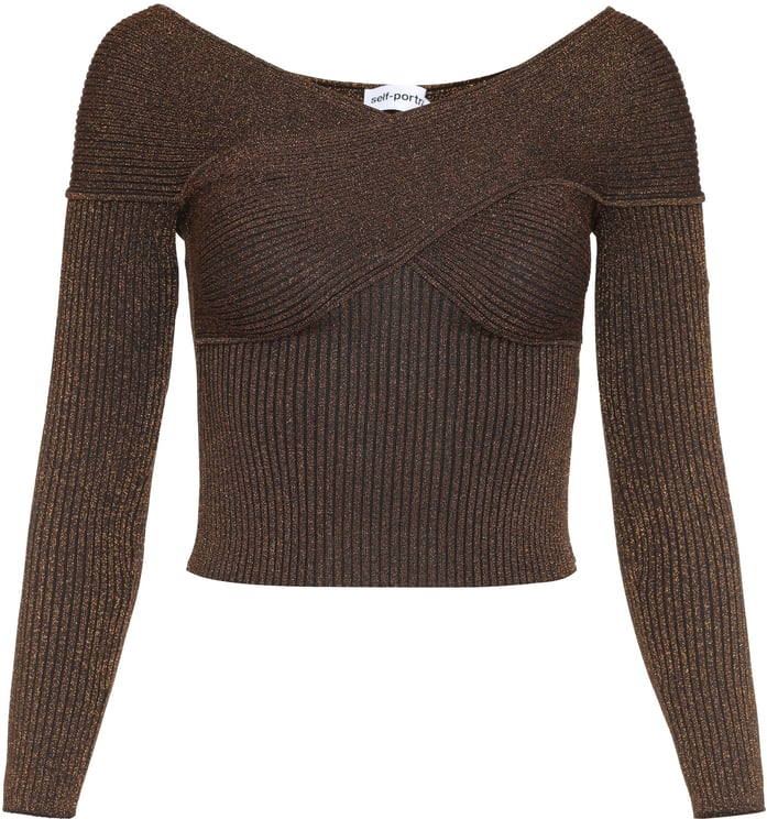 Self-Portrait Knitted lurex top