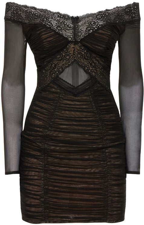 Self-Portrait Elegant black dress with sheer sleeves