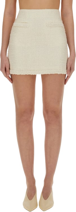 Self-Portrait Boucle Mini Skirt With Pearls
