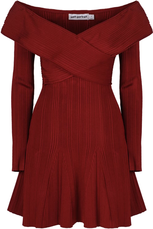 Self-Portrait Mini knitted viscose dress