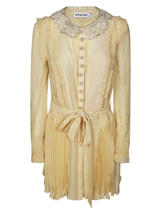 Self-Portrait Georgette Flared Pleated Mini Dress