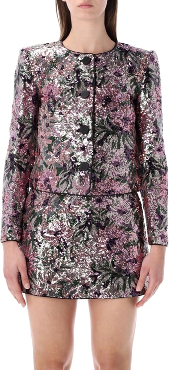 Self-Portrait Sequin Cropped Jacket Rosso