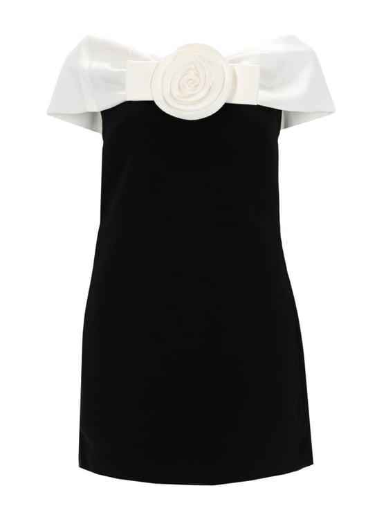 Self-Portrait Off-The-Shoulder White Flower Mini Dress