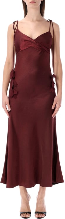Self-Portrait Self-Portrait burgundy satin midi dress