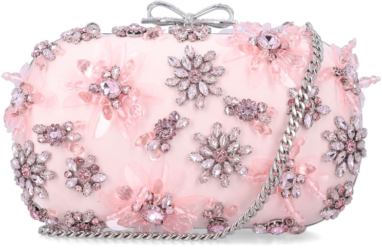 Self-Portrait Floral Crystal Clutch Rosa