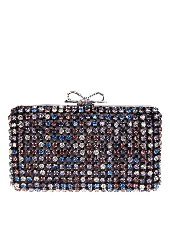 Self-Portrait Multicolor Crystals Bow Clasp Mini Clutch