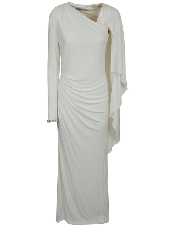Self-Portrait Stretch Jersey Maxi Dress with Asymmetrical Neckline