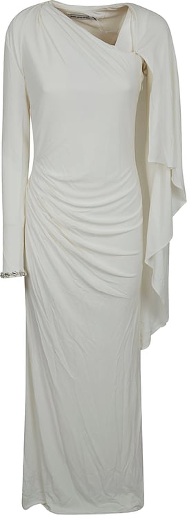 Self-Portrait SELF-PORTRAIT WHITE JERSEY DRAPE MAXI DRESS