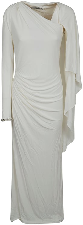 Self-Portrait SELF-PORTRAIT WHITE JERSEY DRAPE MAXI DRESS