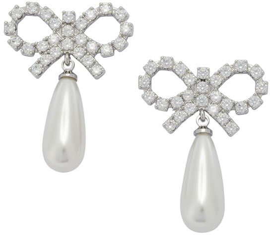 Self-Portrait Pearl earrings with crystal bow