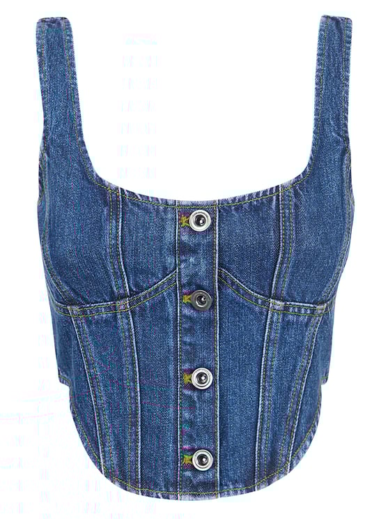 Self-Portrait SELF-PORTRAIT DENIM CORSET TOP