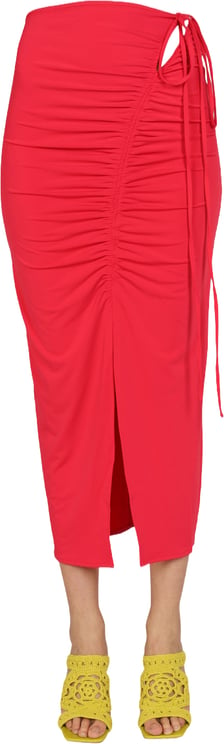 Self-Portrait Ruched Midi Skirt