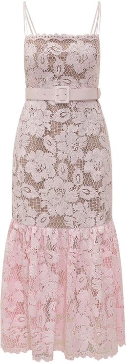 Self-Portrait Abito Midi in Pizzo Rosa