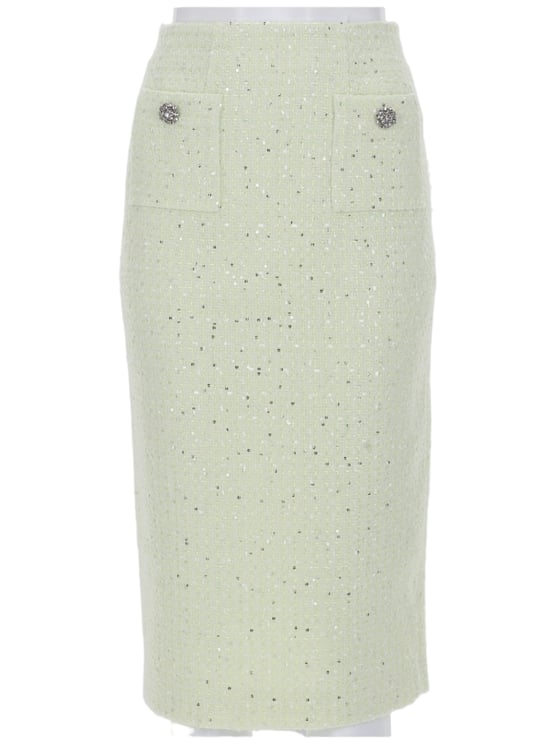 Self-Portrait Boucle Speckled Pattern Fitted Skirt