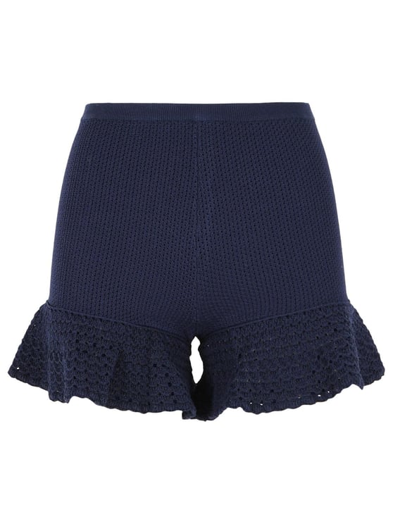Self-Portrait Navy Blue Viscose Blend Shorts