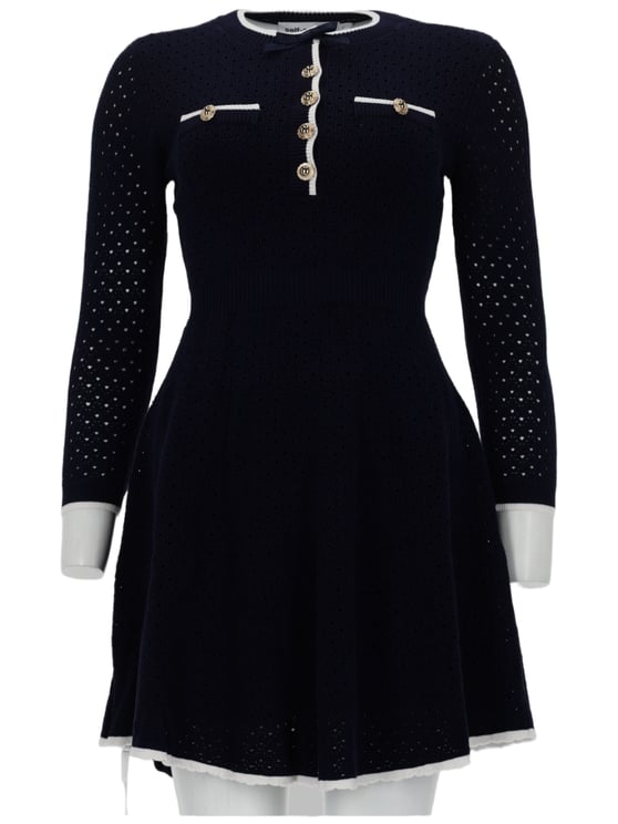 Self-Portrait Slim Fit Perforated Pockets Dress