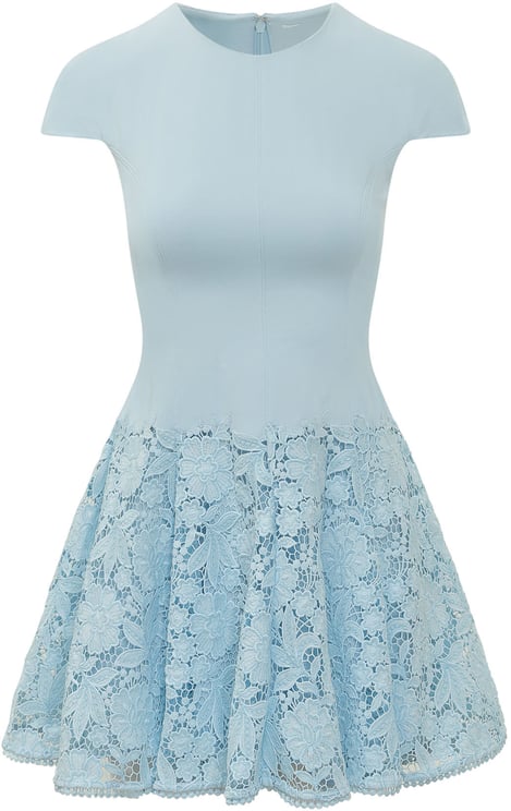 Self-Portrait Abito Mini in Crepe con Gonna in Pizzo