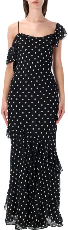 Self-Portrait Georgette Long Dress Nero