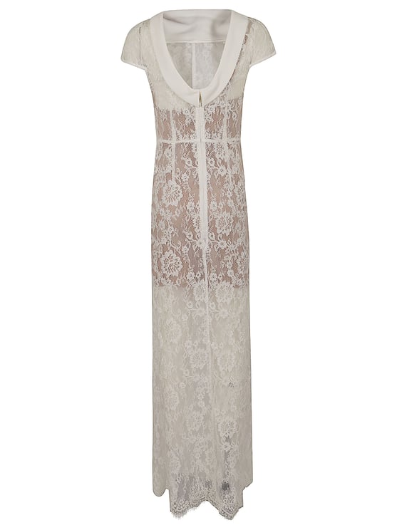 Self-Portrait Sheer White Floral Lace Maxi Dress
