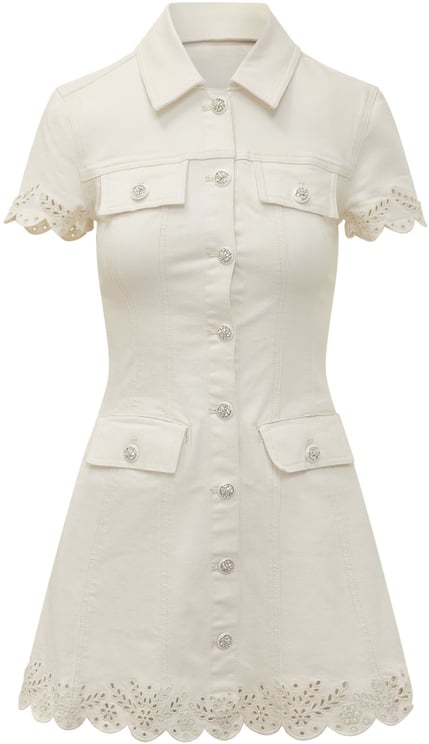 Self-Portrait Mini Abito con Colletto e Ricamo Sangallo