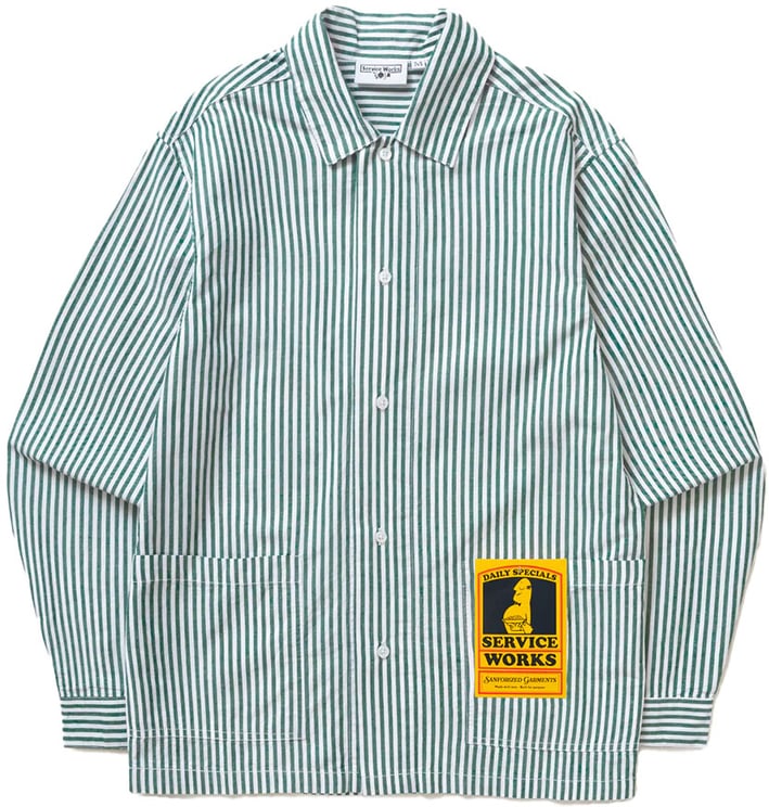 Service Works service works poplin stripe waiter shirt forest